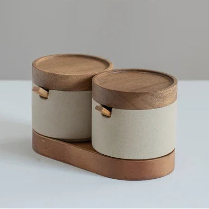 Ceramic Kitchen Spice, Salt and Pepper Jars with Oil Pot - Huisli