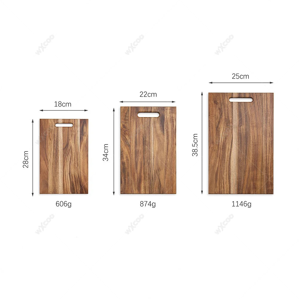 Solid Wood Cutting Board - Rectangular Chopping Block with Handle - Huisli