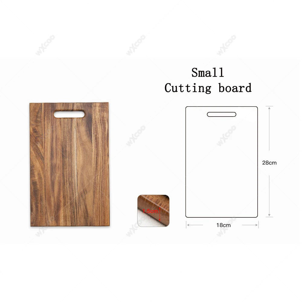 Solid Wood Cutting Board - Rectangular Chopping Block with Handle - Huisli